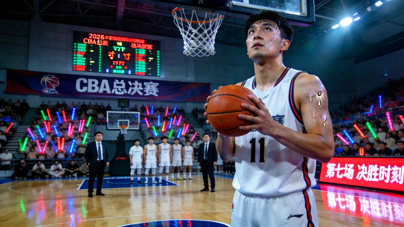 2026年CBA总决赛第七场决胜时刻 - 球员紧张罚球场景